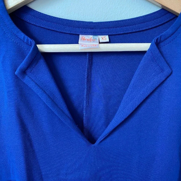 Persifor Women's XS 3/4 Sleeve Solid Tyler V-Neck Sheath Shift Knit Dress Blue - Picture 7 of 16